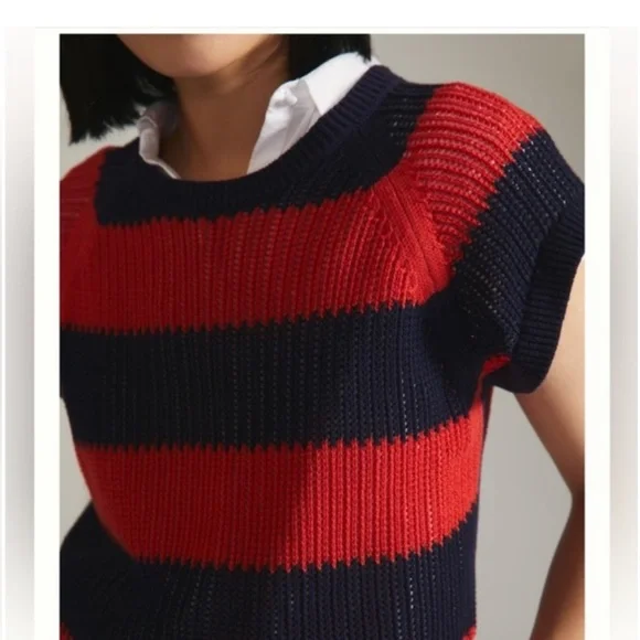 NWT Clare V. Red and blue knit top, M - Picture 2 of 12
